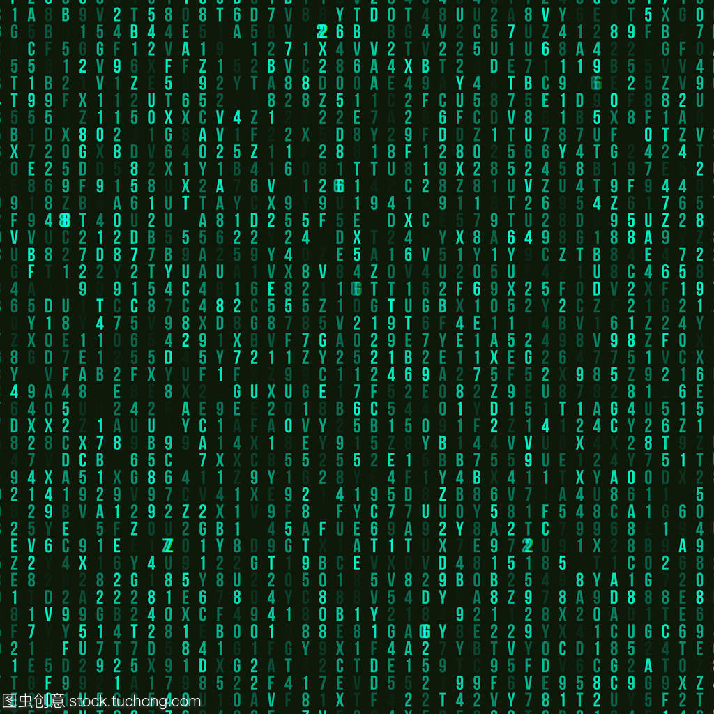 绿色的十六进制计算机代码。抽象矩阵背景。黑客攻击。生成的计算机代码概念